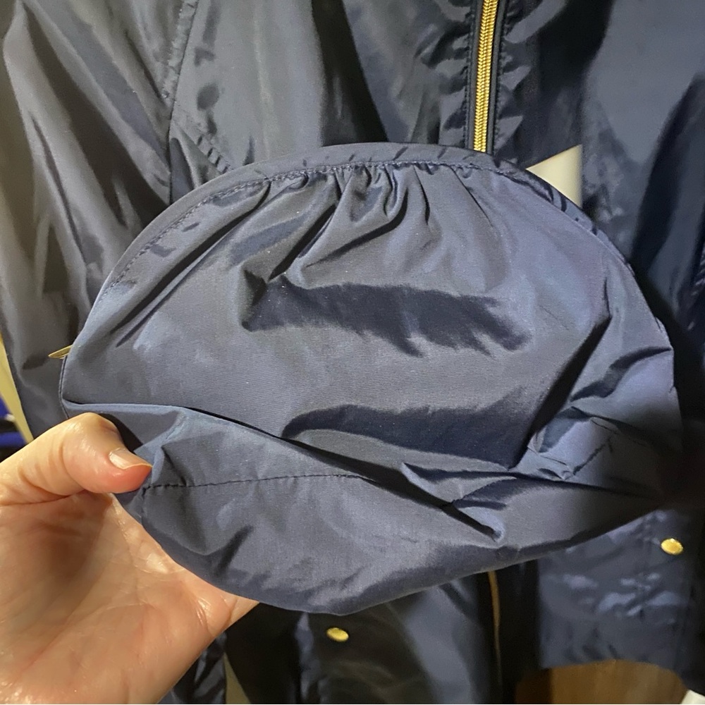 Cole Haan Navy blue hooded rain windbreaker jacket New cinched XL packable - Picture 9 of 10